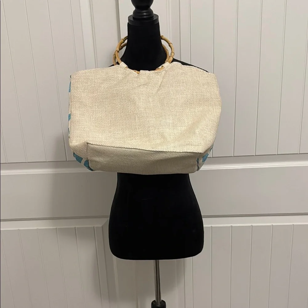 Victoria Leland Designs
cream and Blue Mosaic Tote Bag with Structured Design - Picture 6 of 7